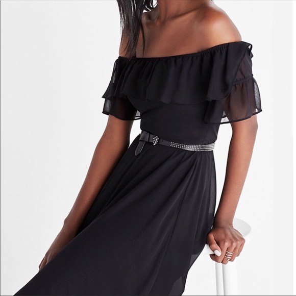 Express Accessories - Express Silver Studded Black Belt